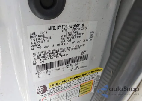 2015 Ford Expedition El Limited z USA, uszkodzony, nr VIN 1FMJK2AT8FEF24717